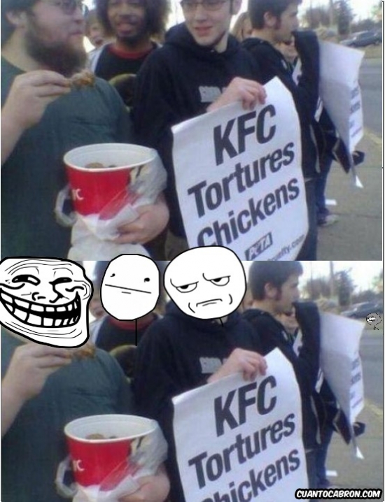 gordo,kentucky fried chicken,KFC,kiddingme,manifestacion,peta,protesta,troll