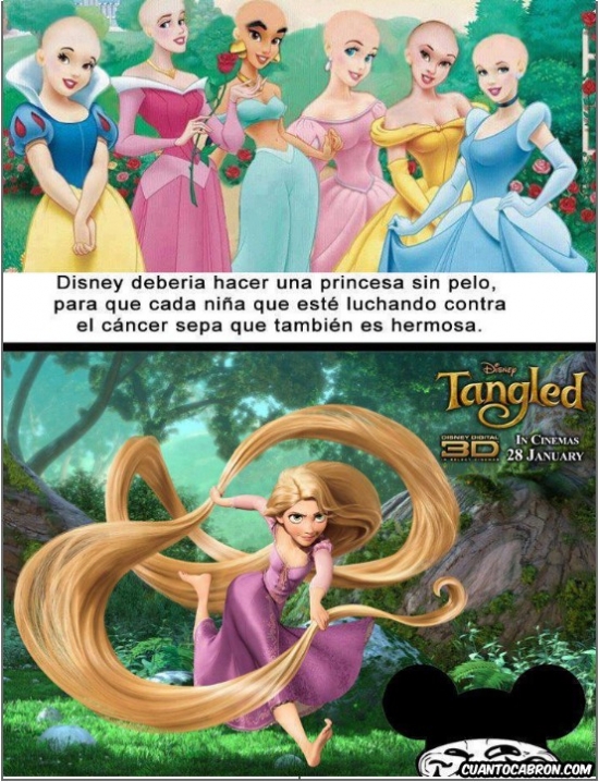 cancer,Disney,Enredados,niñas,princesas,sin pelo,Tangled