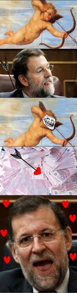 billetes,corrupcion,cupido,dinero,enamorados,Mariano Rajoy,san valentin