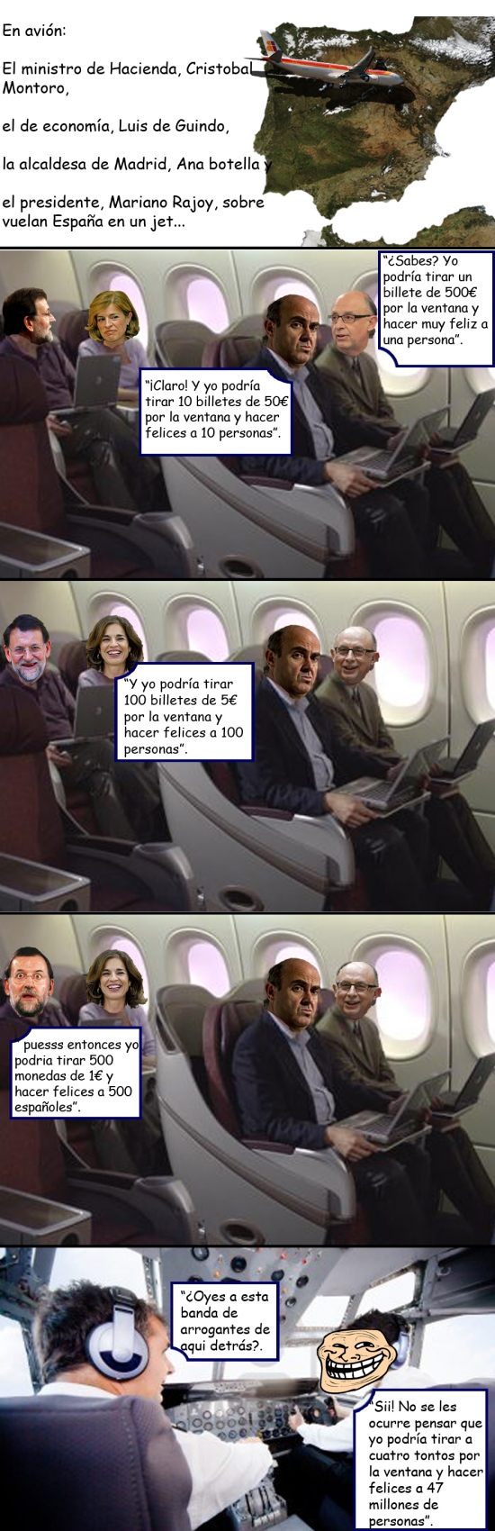 Ana Botella,avion,Montero. Guindo,pilotos,politica,Rajoy,trollface