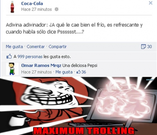 coca cola,cocacola,deliciosa,facebook,maximum trolling,pepsi