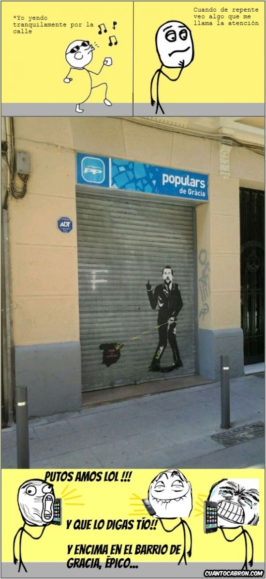 Barcelona,barrio,crisis,españa,gracia,graffiti,mear,PP,rajoy,sede