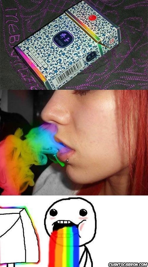 arcoiris,cigarros,computer guy,fumar,puke rainbows,tabaco