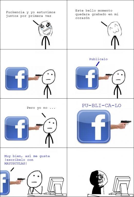 amenazar,facebook,oh god why,pistola,poker face,publicar