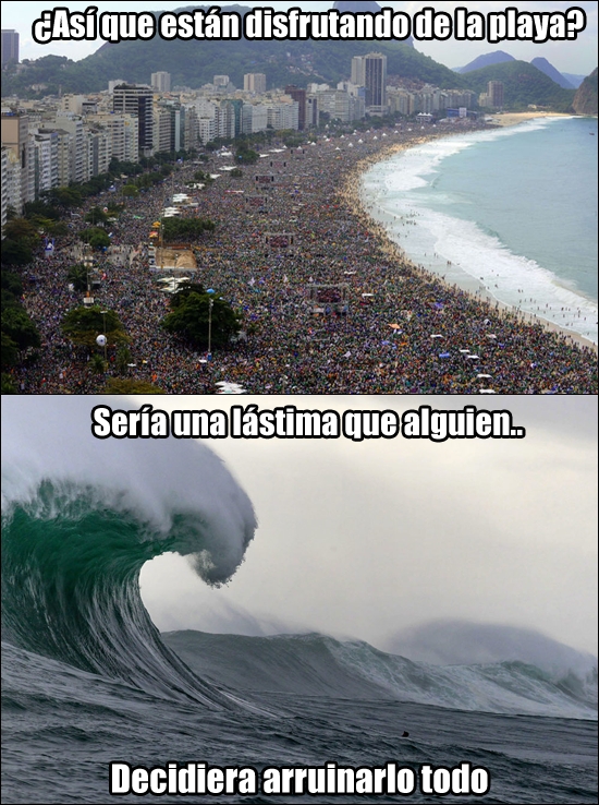 brasil,gente,multitud,ola,playa,rio de janeiro,troll,tsunami