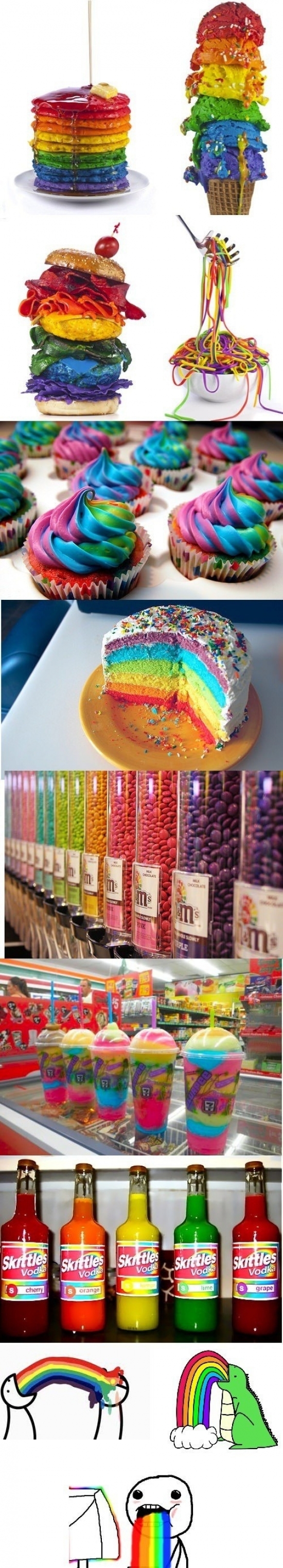 puke rainbows comida colorida caramelos batidos bebida