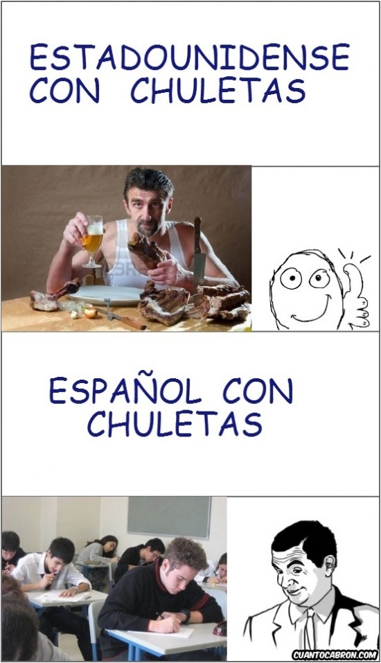 chuletas,comer,cool,español,estadounidense,examen,if you know what i mean
