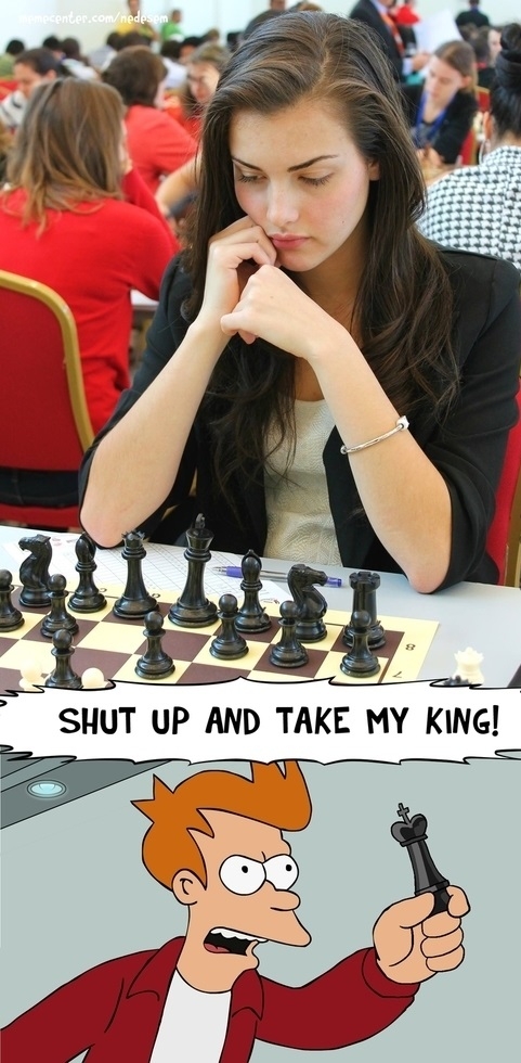 ajedrez,caballos,jugadora,jugar,mujer,rey,shut up,tablero