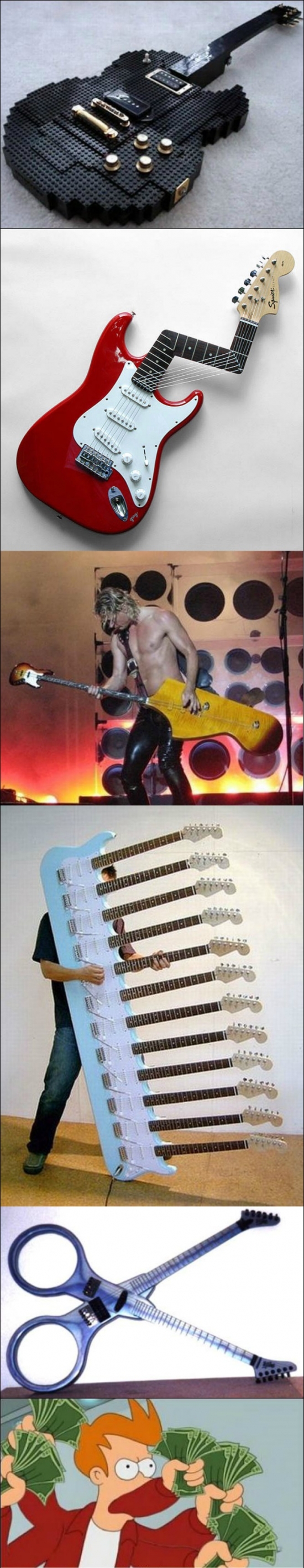 Fry - Seguro que nunca has visto unas guitarras así, te faltarán brazos para tocarlas