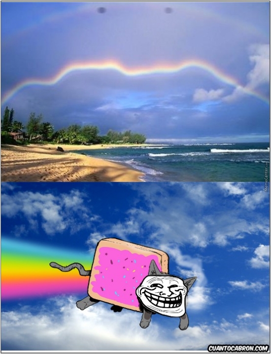 arcoiris,Nyan cat,ondulado,troll face