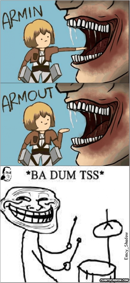 a punto de ser comido,Armin,ba dum tss,el lado bueno,shingeki no kyojin,titan