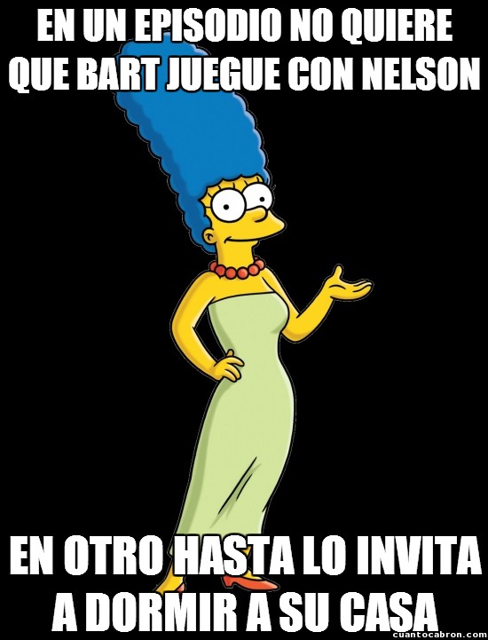 Meme_otros - Marge Simpson y su bipolaridad hacia Nelson