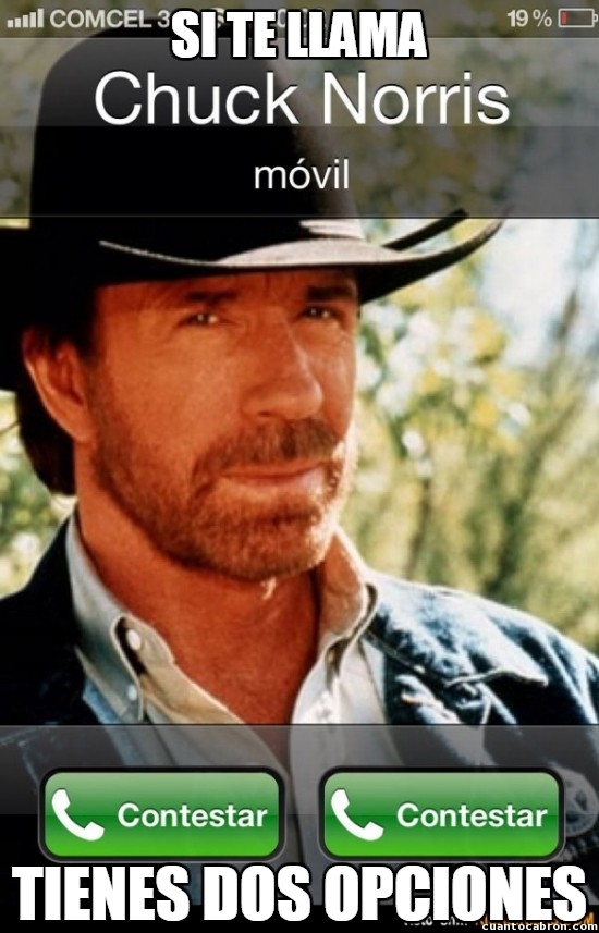 Chuck Norris,contestar,contestar o morir,llamada,llamar,opciones