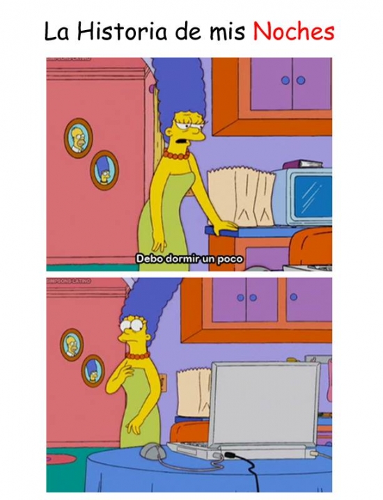 dormir,internet,los simpson,marge,ordenador,siente la tentación