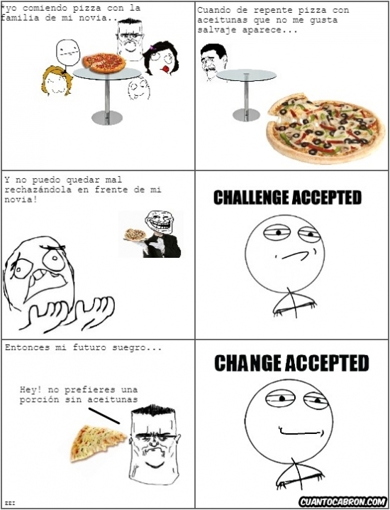 aceitunas,challenge accepted,change accepted,no gustar,novia,olivas,Pizza,trollface