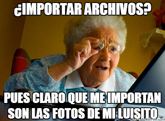 abuela,agregar,fotos,importar archivos