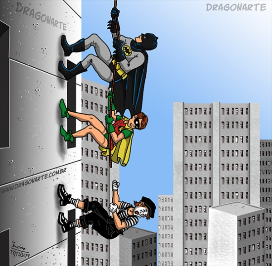 Batman,cuerda,escalar,mimo,Robin,sorprender