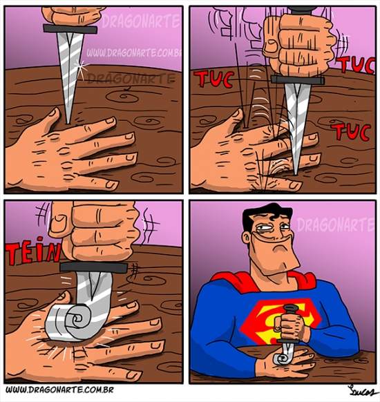 cuchillo,daga,mano abierta,no hay riesgo de daño,superman