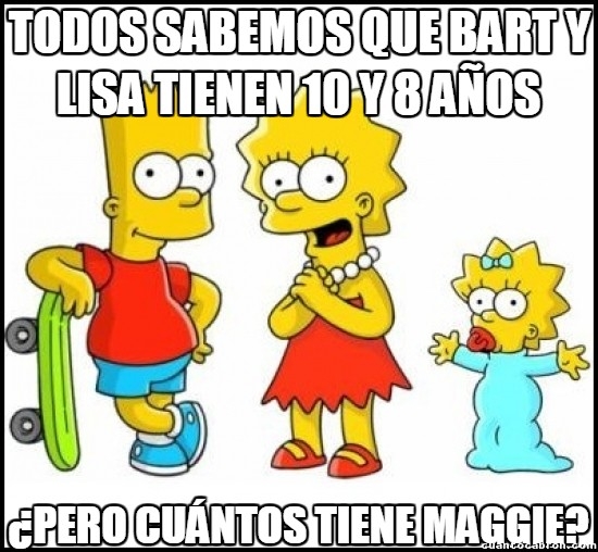 10 años,8 años,años,Bart,edades,Lisa,los simpson,qué años tiene Maggie,serie