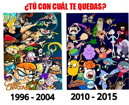 antes,despues,dibujos animados,dos épocas bien diferentes,infancia