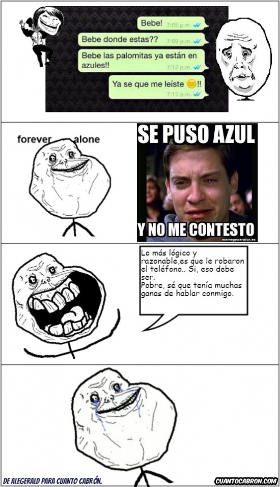 chat,falsa ilusion,Forever alone,mentira,mujer troll,peter parker,Whatsapp