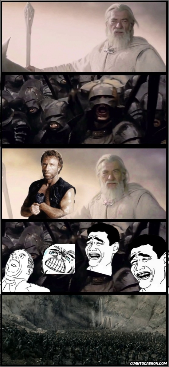 Chuck Norris,Gandalf,Helms Deep,Hobbit,Lord of the Rings,Meme,OMG,Parody Lord of the Rings