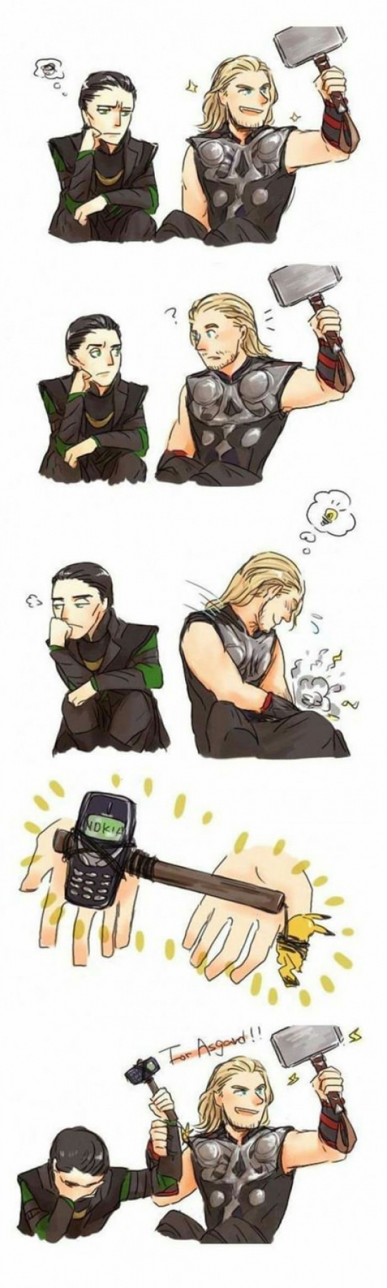 Asgard,Buen hermano,Loki,Mjolnir,Nokia,Thor