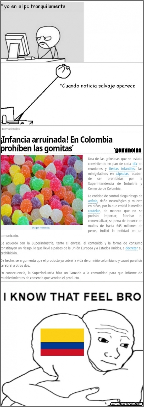 Colombia,coloridas,con los sabrosas que son,gominolas,gomitas,la gloria de cada dia prohibida,niños,noticia,por queeeeeee,triste,tristes