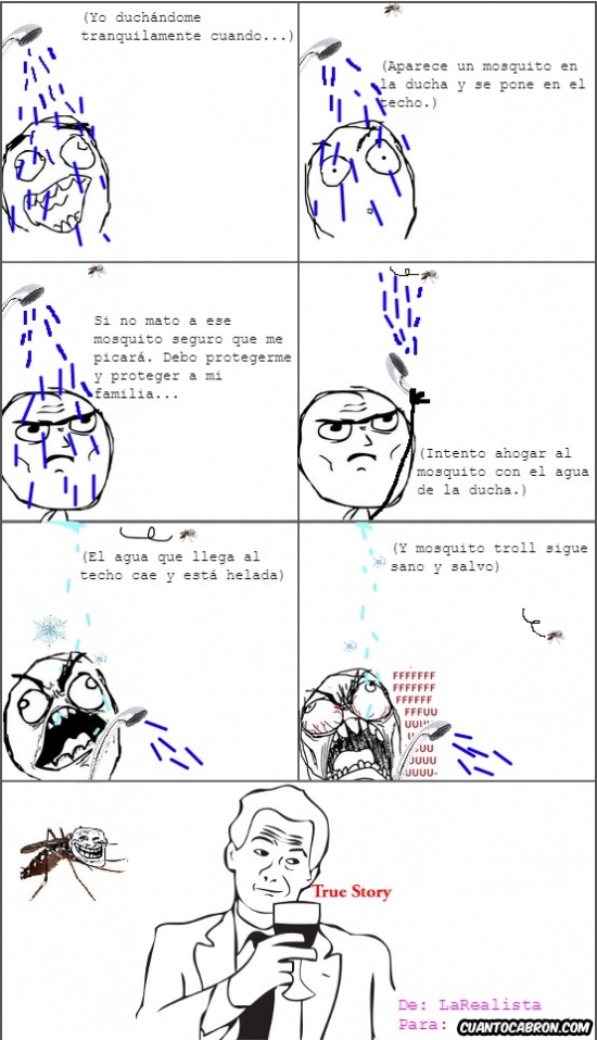 agua,ducha,frio,intento,mojar,mosquito,troll,true story