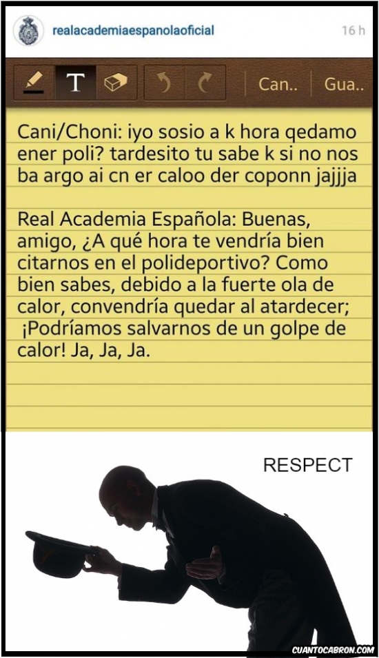 cani,choni,instagram,rae,real academia de la lengua española,respect,respeto,traducción,traducir,troll