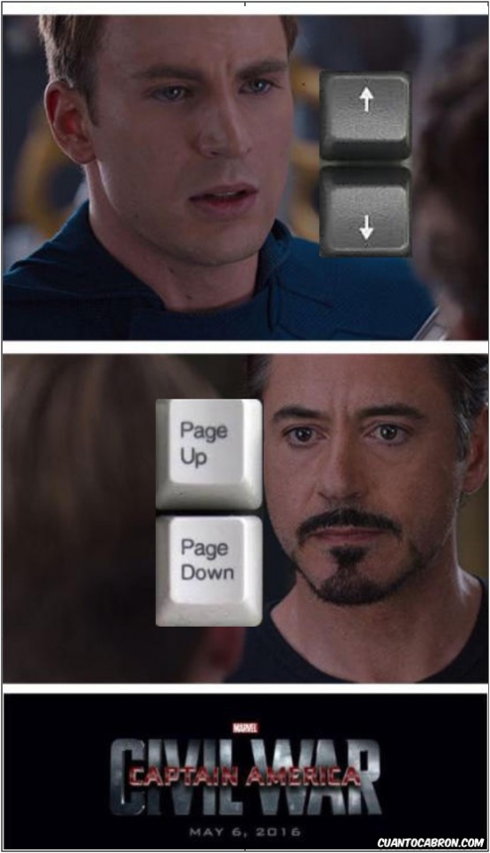 Captain America,Civil War,Flechitas,Iron Man,Page Up y Page Down