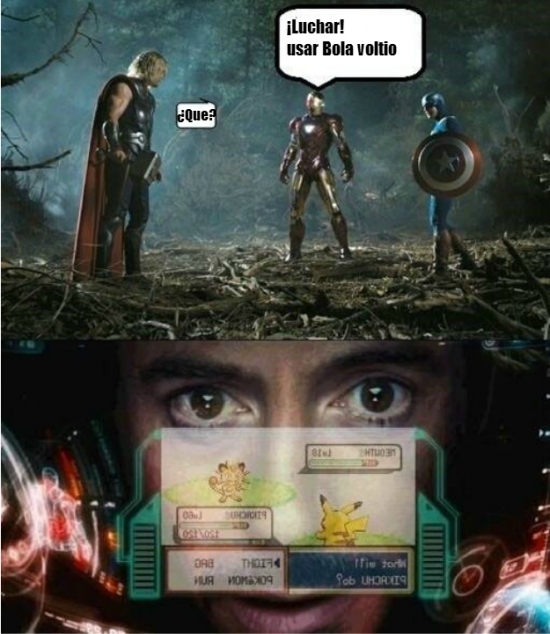 capitan america,Iron man play pokemon,marvel,nivel de respuesta alto,pokemon,Thor,ya casi lo atrapo