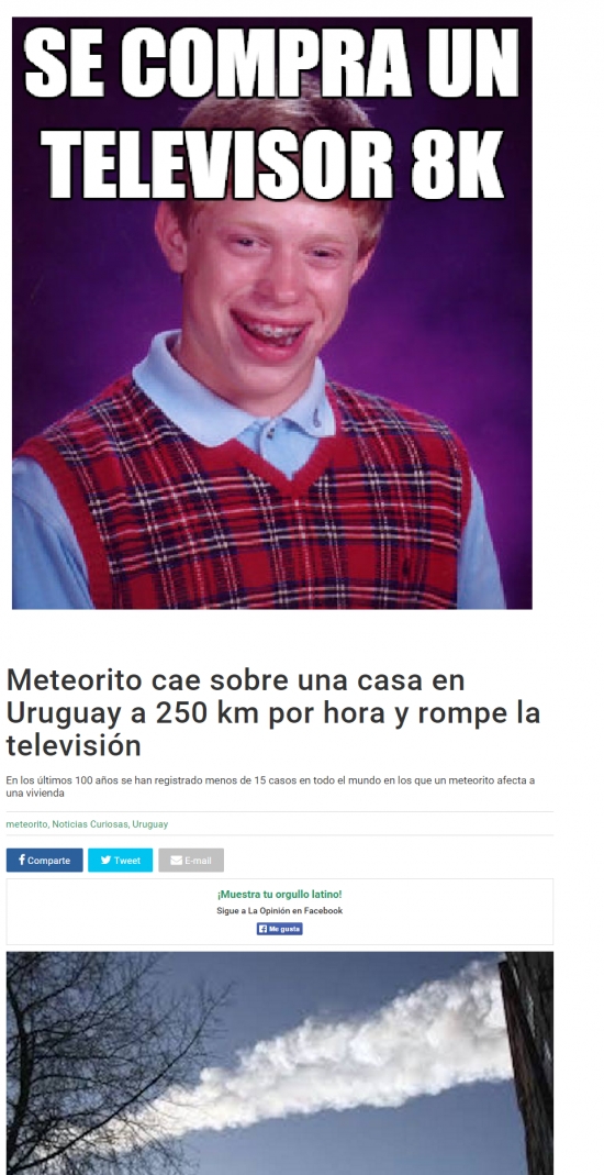 8k,Ley de Murphy,Mala suerte,meteorito,noticia,romper,Television,uruguay