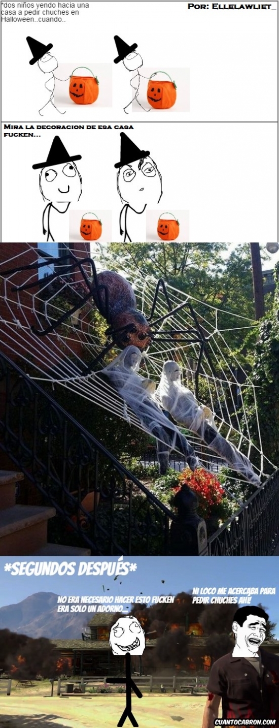 adorno,araña,gigante,Halloween,ni loco se acercaba,pedir chuches,quemar