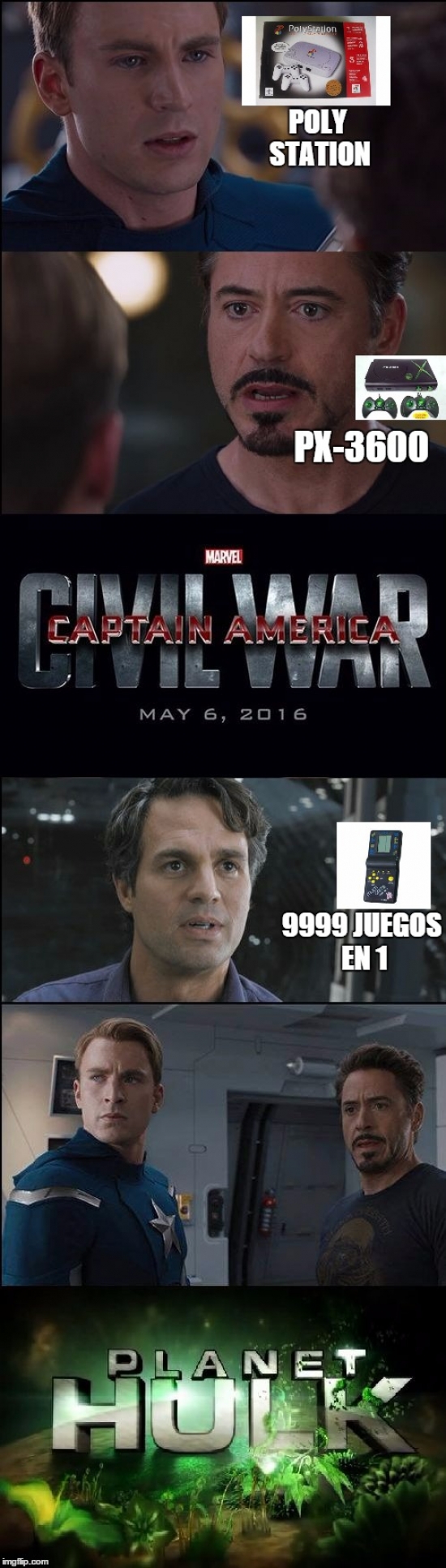 9999 juegos en 1,capitan america,civil war,hulk,iron man,marvel,polystation