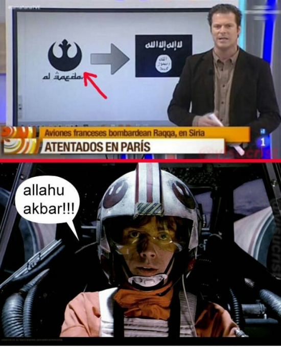 Meme_otros - TVE se confunde y pone el logo de la Alianza Rebelde de Star Wars en lugar del de Daesh
