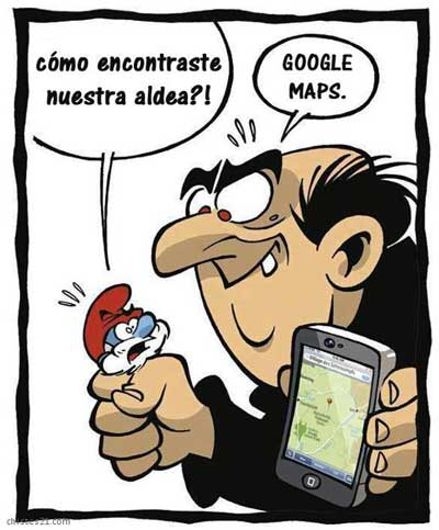 Gargamel,Google Maps,Papá Pitufo