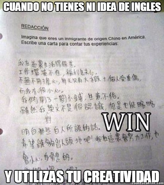 chino,creatividad,Examen,ingles,WTF?