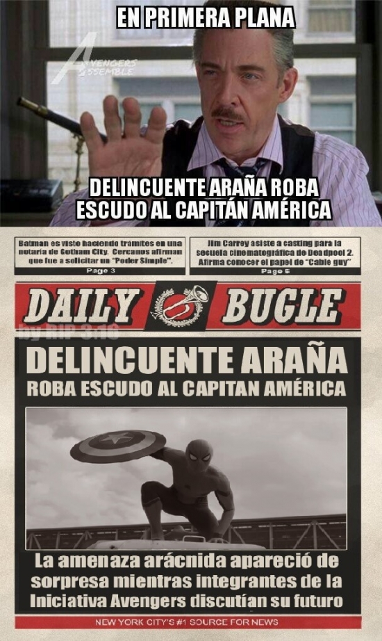 Avengers,Capitán América,Escudo,Periódico,Spiderman