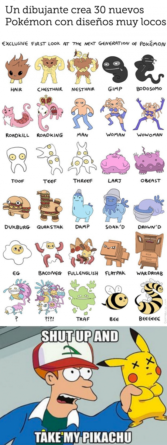 Otros - Un dibujante crea unos Pokémon que vas a flipar al verlos