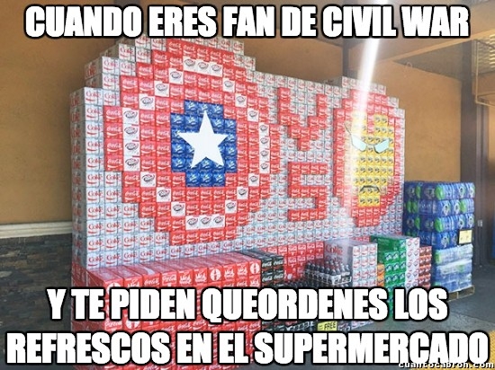 civil war,fan,ordenar,refrescos,trabajador de supermercado