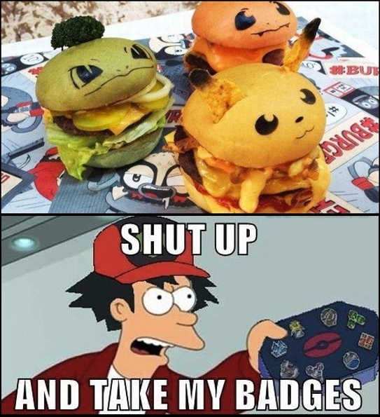 Ash,buen ver,comida,hamburguesas,ingenio,original,Pokémon
