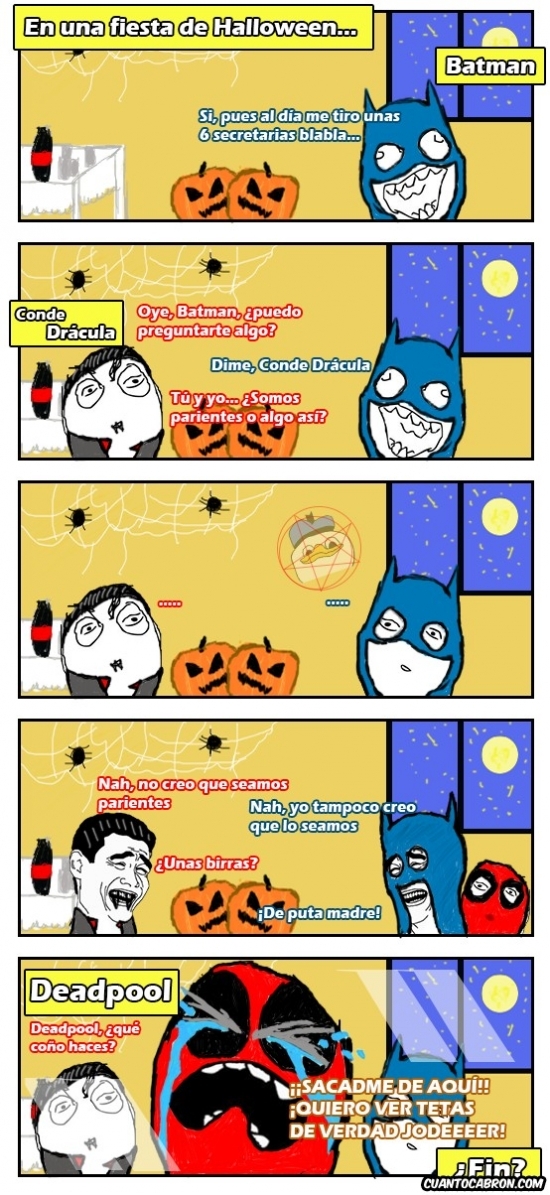 Batman,Deadpool,Dracula,fiesta,Halloween,sufrir