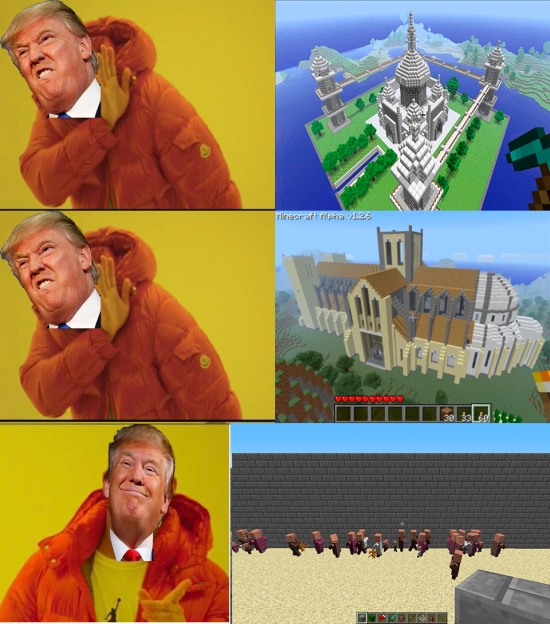 Meme_otros - Donald Trump jugando Minecraft