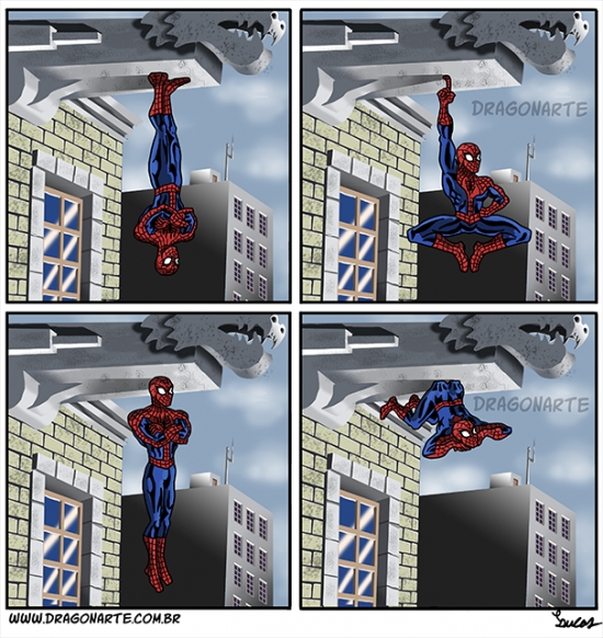 barranco,cualquier otro tendría miedo,no caer,poses,Spiderman