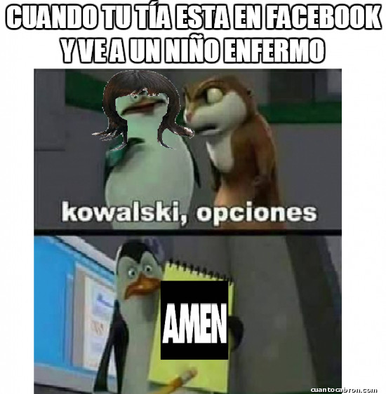 Facebook,Humor,Kowalski,Los pingüinos de Madagascar,Tía