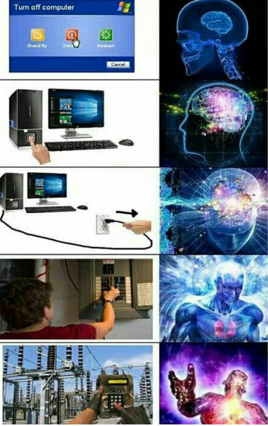 Meme_otros - La expansión del cerebro según  apagues el ordenador