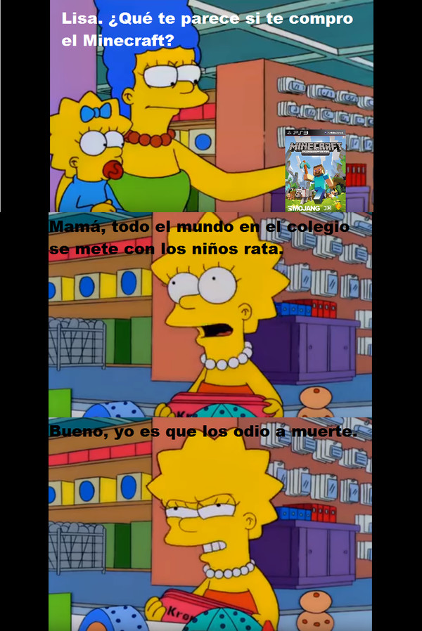Lisa,Los Simpson,Marge,Minecraft,Niños rata