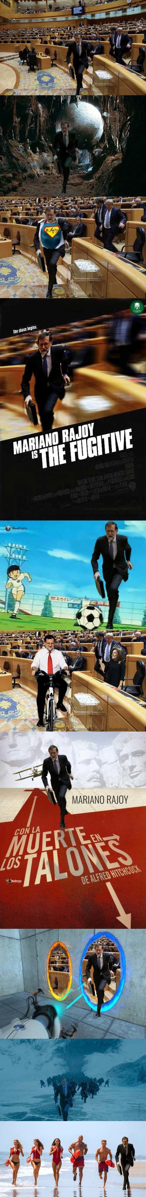 Meme_otros - Internet se ha llenado de montajes de Rajoy al salir del Senado a toda prisa