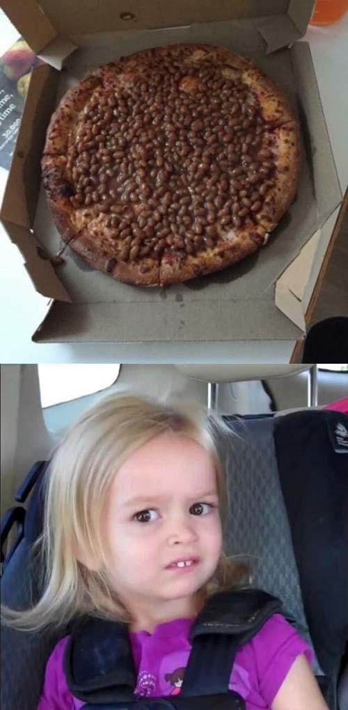 Meme_otros - Han inventado la peor pizza posible y se me ha quedado esta cara al verla